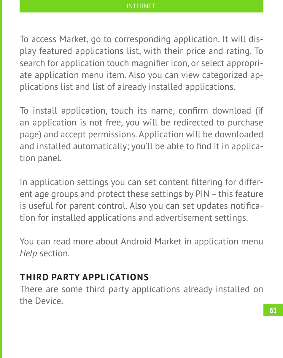 Third party applications | PocketBook A 10 User Manual | Page 62 / 83