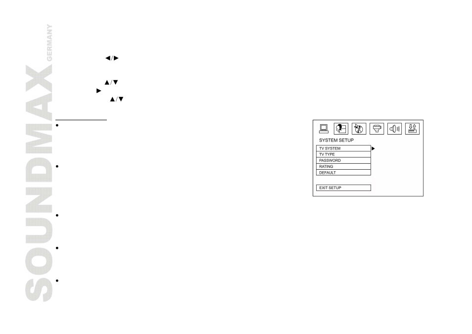 System setup menu | SoundMax SM-CMD3006 User Manual | Page 28 / 76