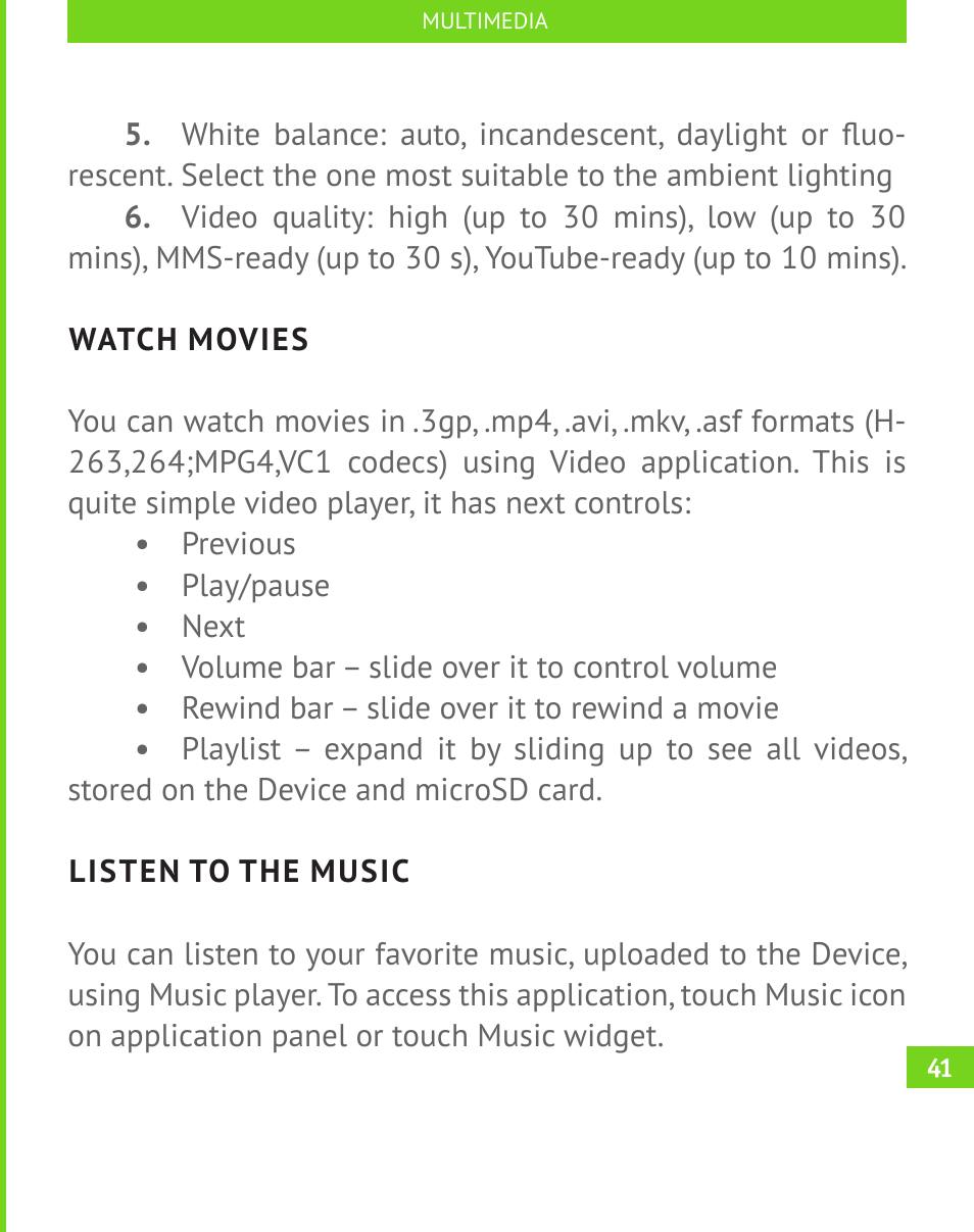 Watch movies, Listen to the music | PocketBook A 10 User Manual | Page 42 / 82