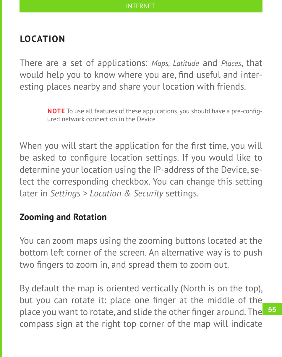 Location, Location 55 | PocketBook A 10 User Manual | Page 56 / 82