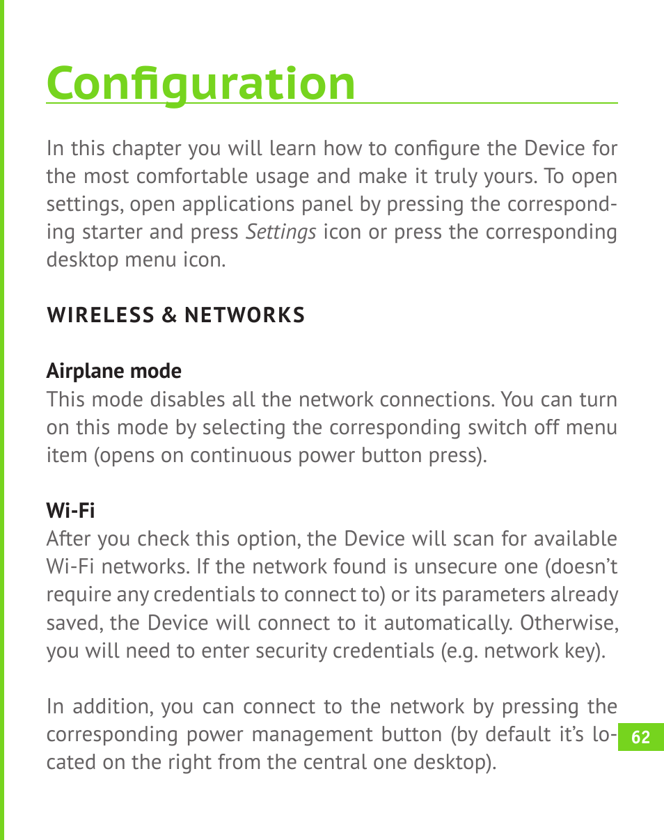 Configuration, Wireless & networks | PocketBook A 10 User Manual | Page 63 / 82
