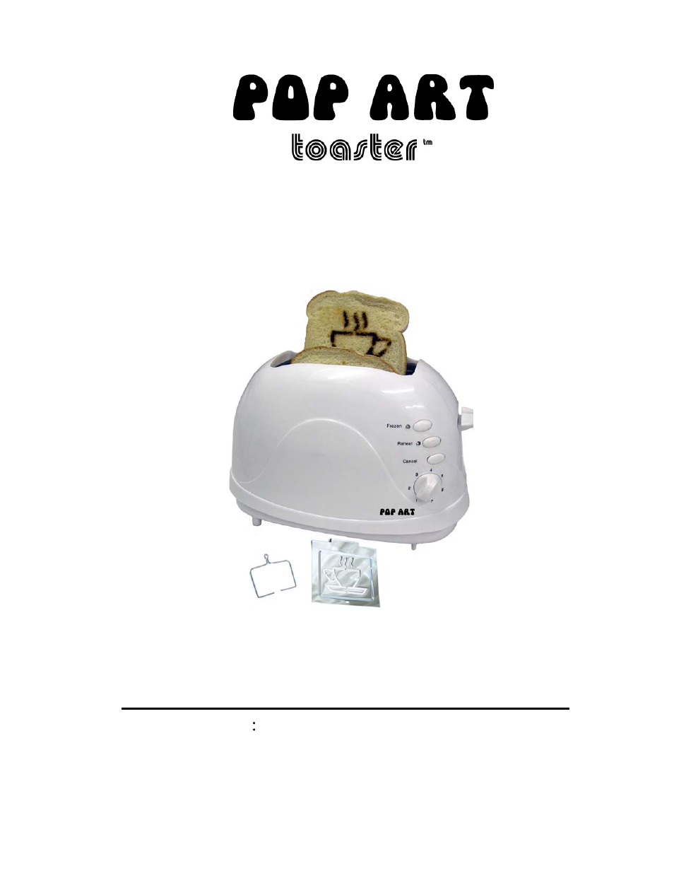 POP ART toaster The Stupid Toaster/4 Stencils User Manual | 4 pages