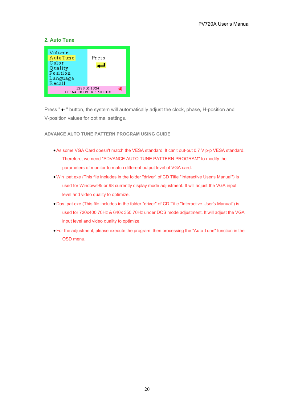 CTX PV720A User Manual | Page 20 / 32