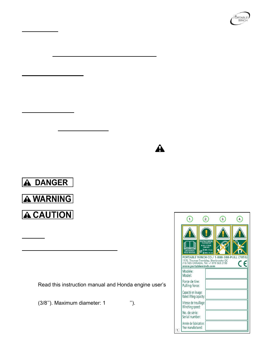 Portable Winch Gas-powered portable capstan winch PCW3000 User Manual | Page 3 / 22