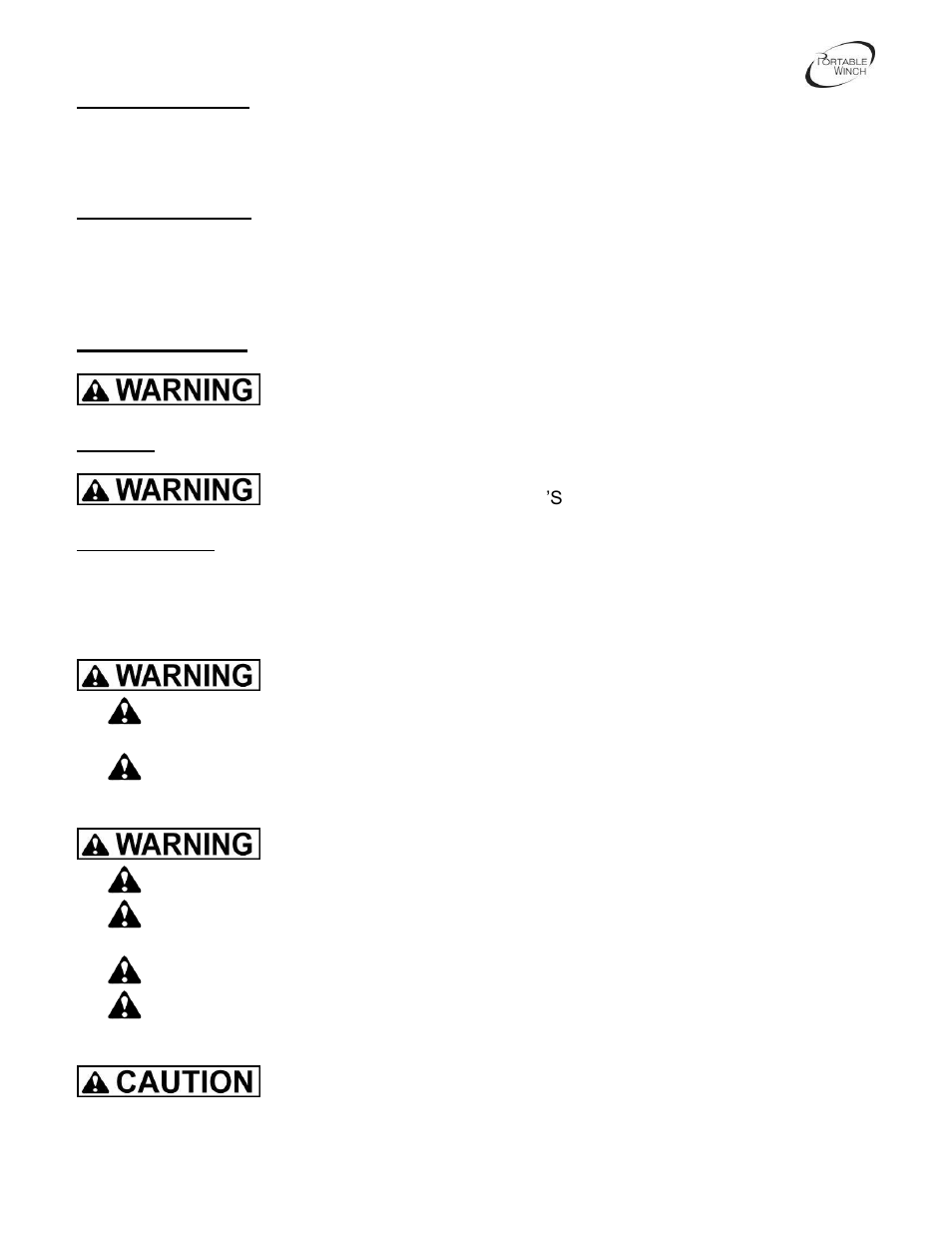 0 winch usage | Portable Winch Gas-powered portable capstan winch PCW3000 User Manual | Page 6 / 22