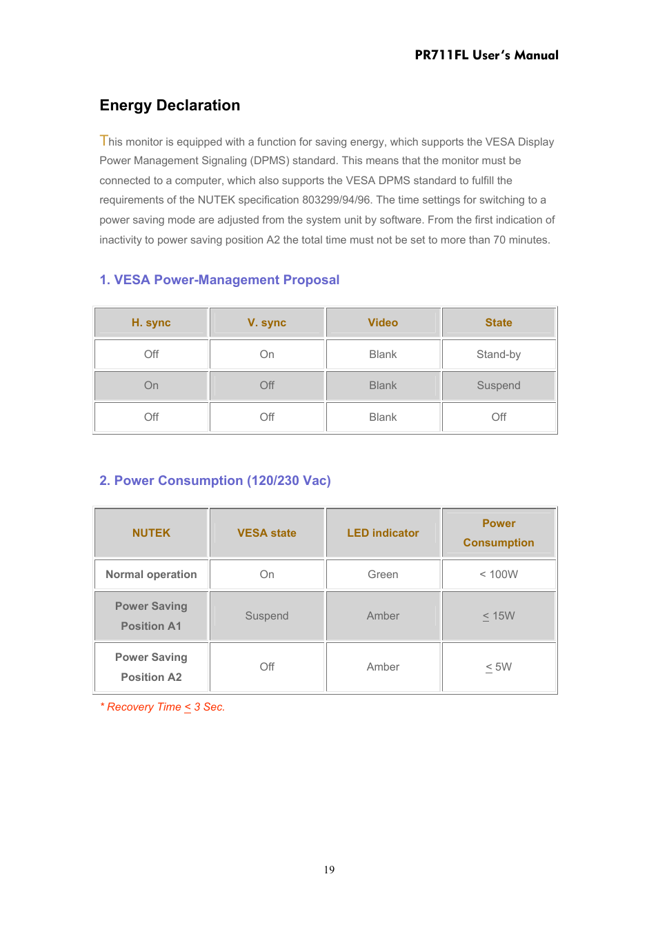 Energy declaration | CTX PR711FL User Manual | Page 19 / 22