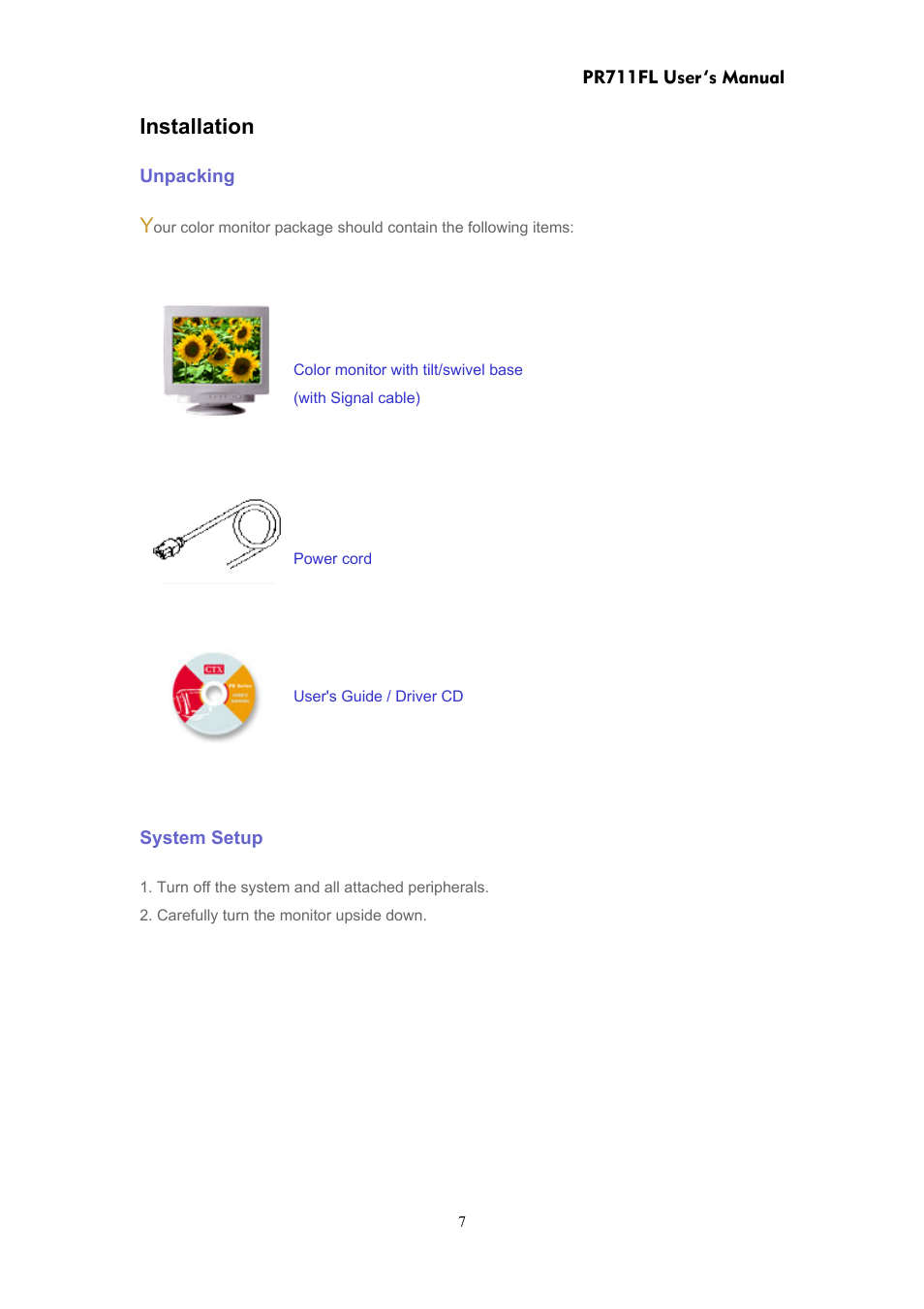 Installation | CTX PR711FL User Manual | Page 7 / 22