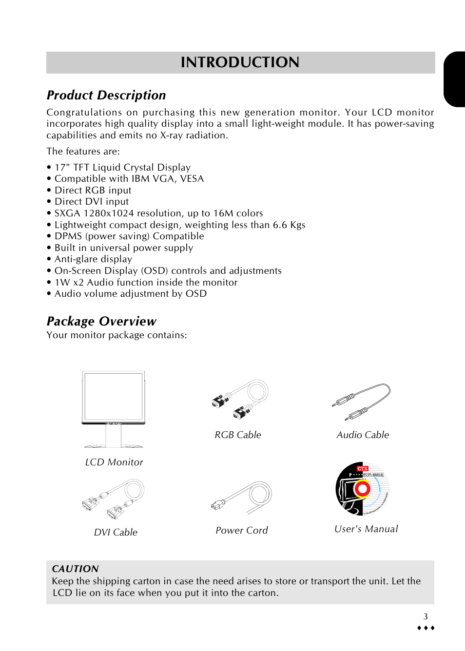 Introduction, Product description, Package overview | CTX P772 User Manual | Page 6 / 24