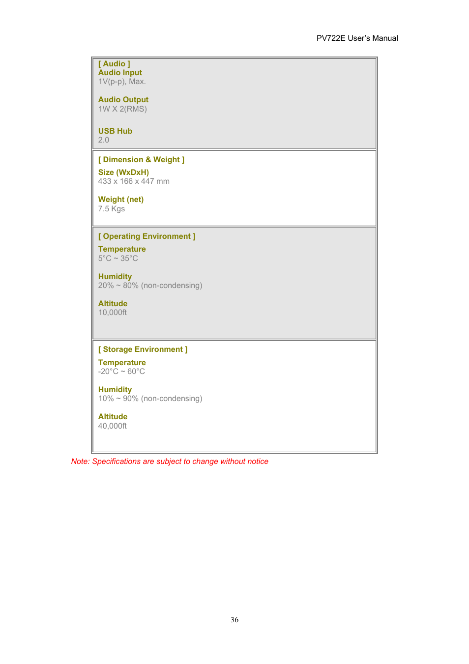 CTX PV722E User Manual | Page 36 / 36