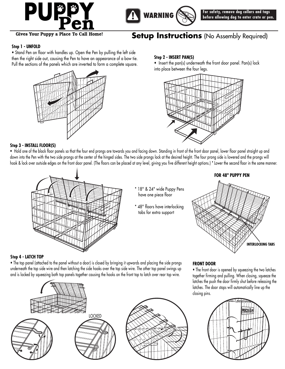 Precision Pet Puppy Pen User Manual | 1 page