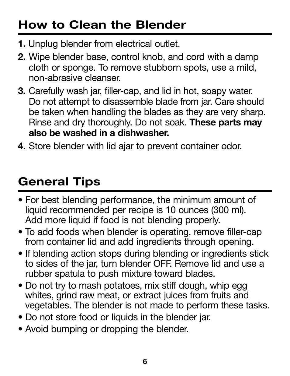 General tips, How to clean the blender | Proctor-Silex Compact Blender (black)-58131Y User Manual | Page 6 / 24