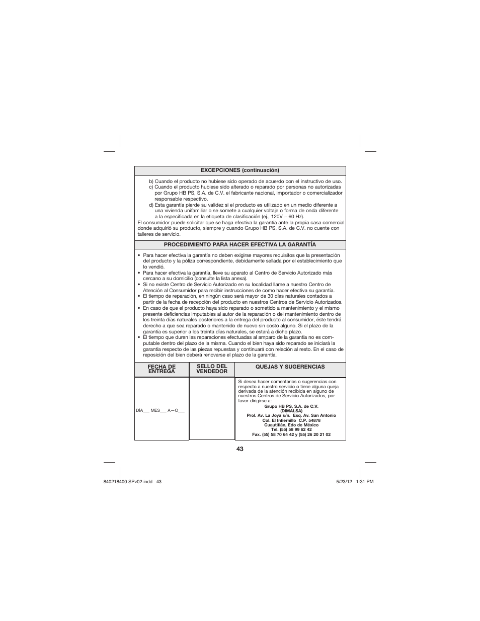 Proctor-Silex Brew Strength Selector Coffee Maker-48578 User Manual | Page 43 / 44