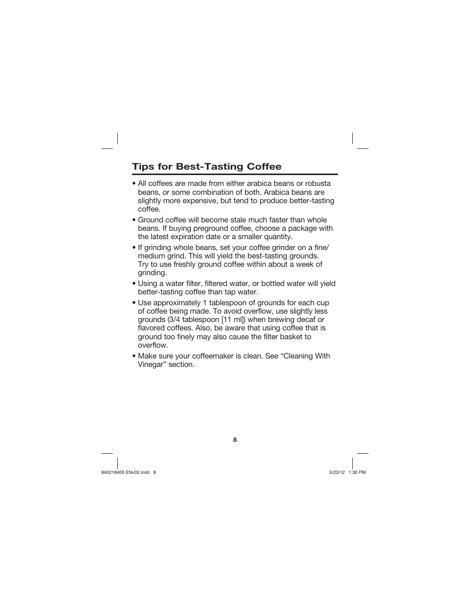 Tips for best-tasting coffee | Proctor-Silex Brew Strength Selector Coffee Maker-48578 User Manual | Page 8 / 44