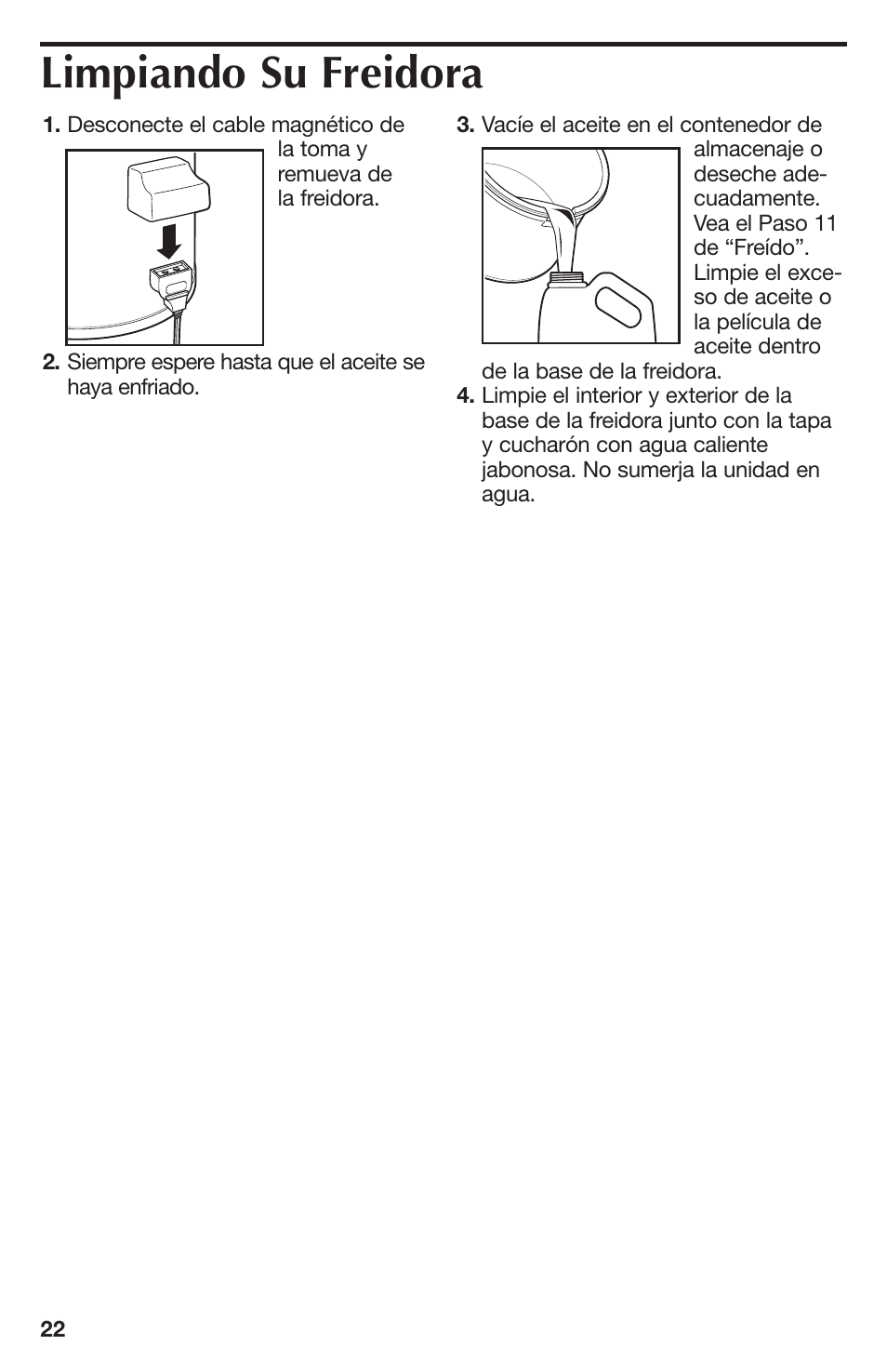 Limpiando su freidora | Proctor-Silex 4 Cup Oil Capacity Deep Fryer-35017Y User Manual | Page 22 / 28