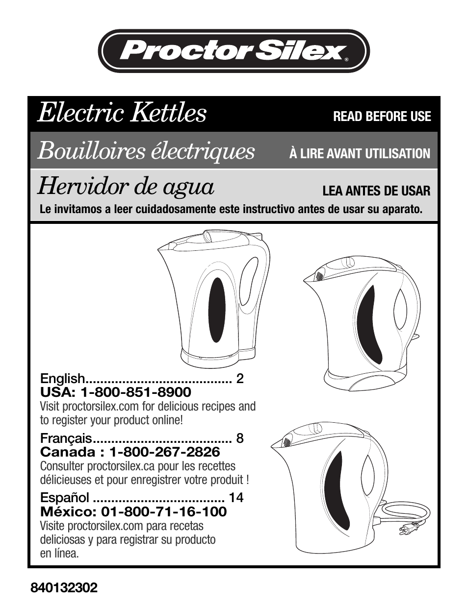 Proctor-Silex Cordless Electric Kettle (white)-K4070Y User Manual | 24 pages