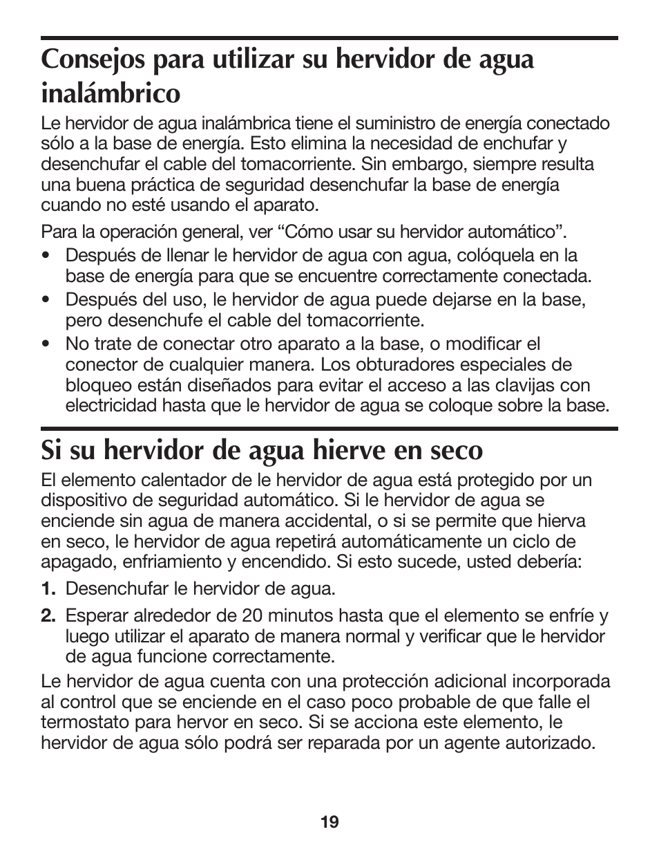 Si su hervidor de agua hierve en seco | Proctor-Silex Cordless Electric Kettle (white)-K4070Y User Manual | Page 19 / 24