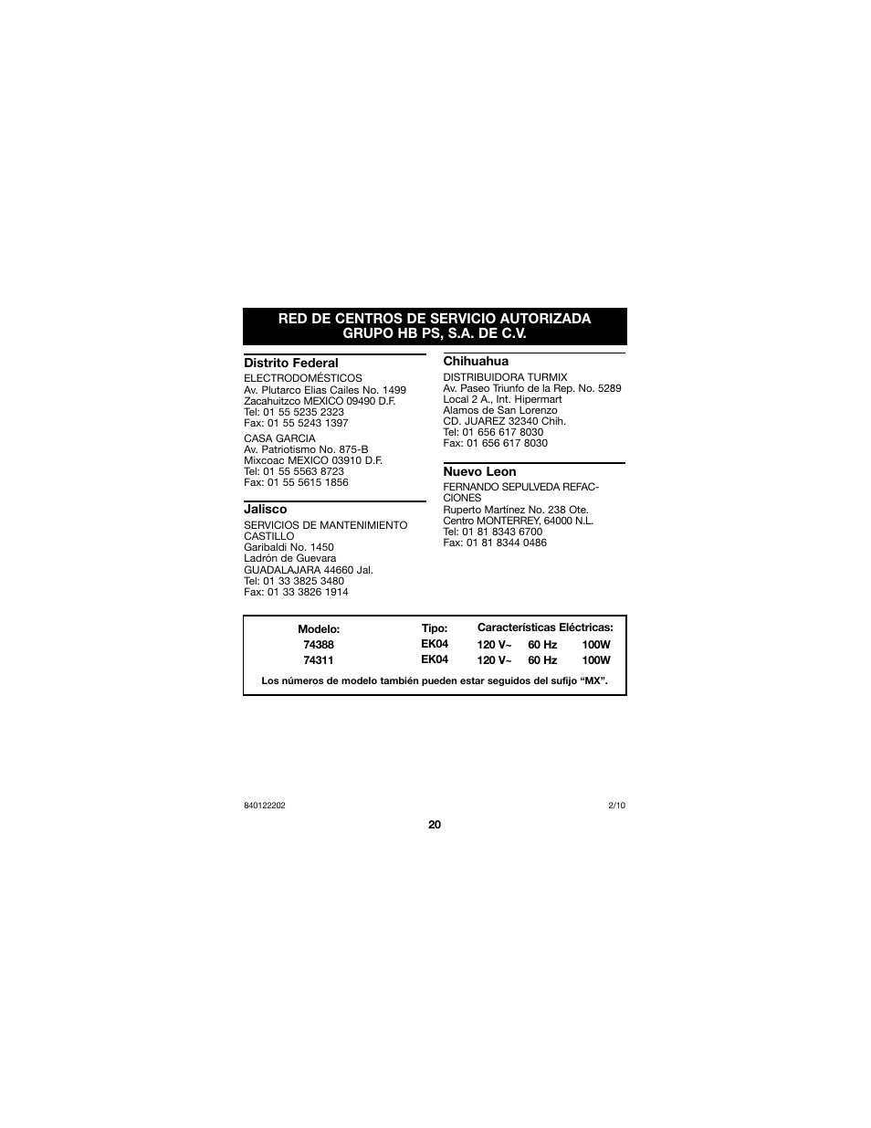 Proctor-Silex Cordless Electric Knife-74311Y User Manual | Page 20 / 20