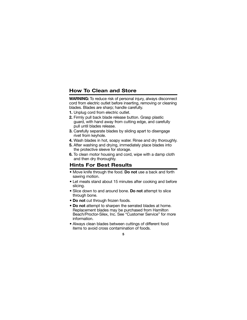 Proctor-Silex Cordless Electric Knife-74311Y User Manual | Page 5 / 21