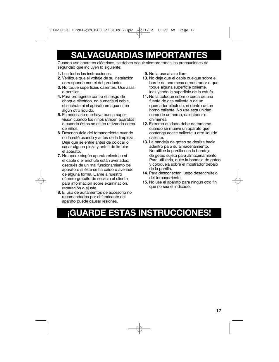 Proctor-Silex Compact Indoor Grill-25218P User Manual | Page 17 / 24