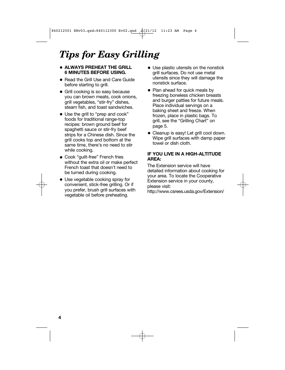 Tips for easy grilling | Proctor-Silex Compact Indoor Grill-25218P User Manual | Page 4 / 24