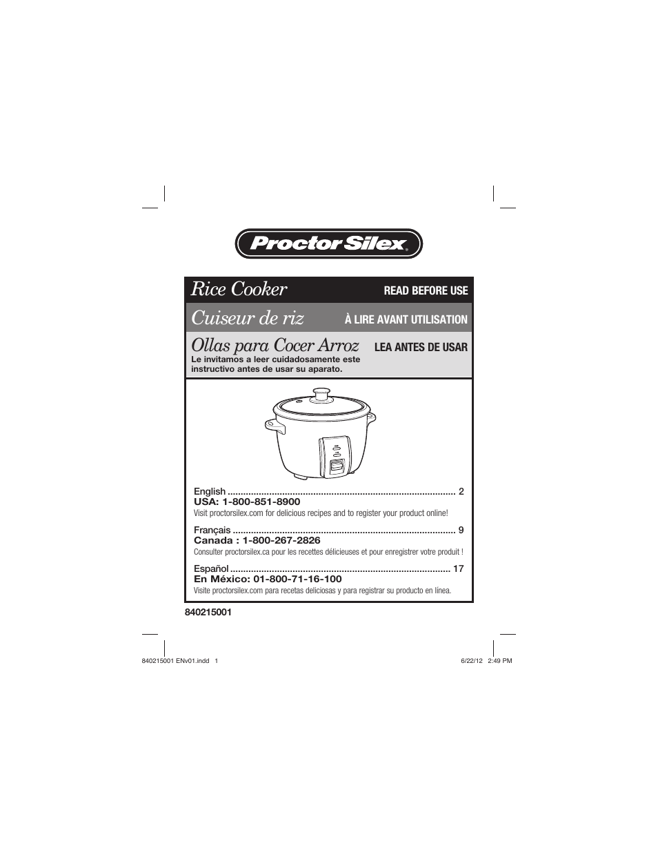 Proctor-Silex 10 Cup Capacity (Cooked) Rice Cooker-37533N User Manual | 28 pages