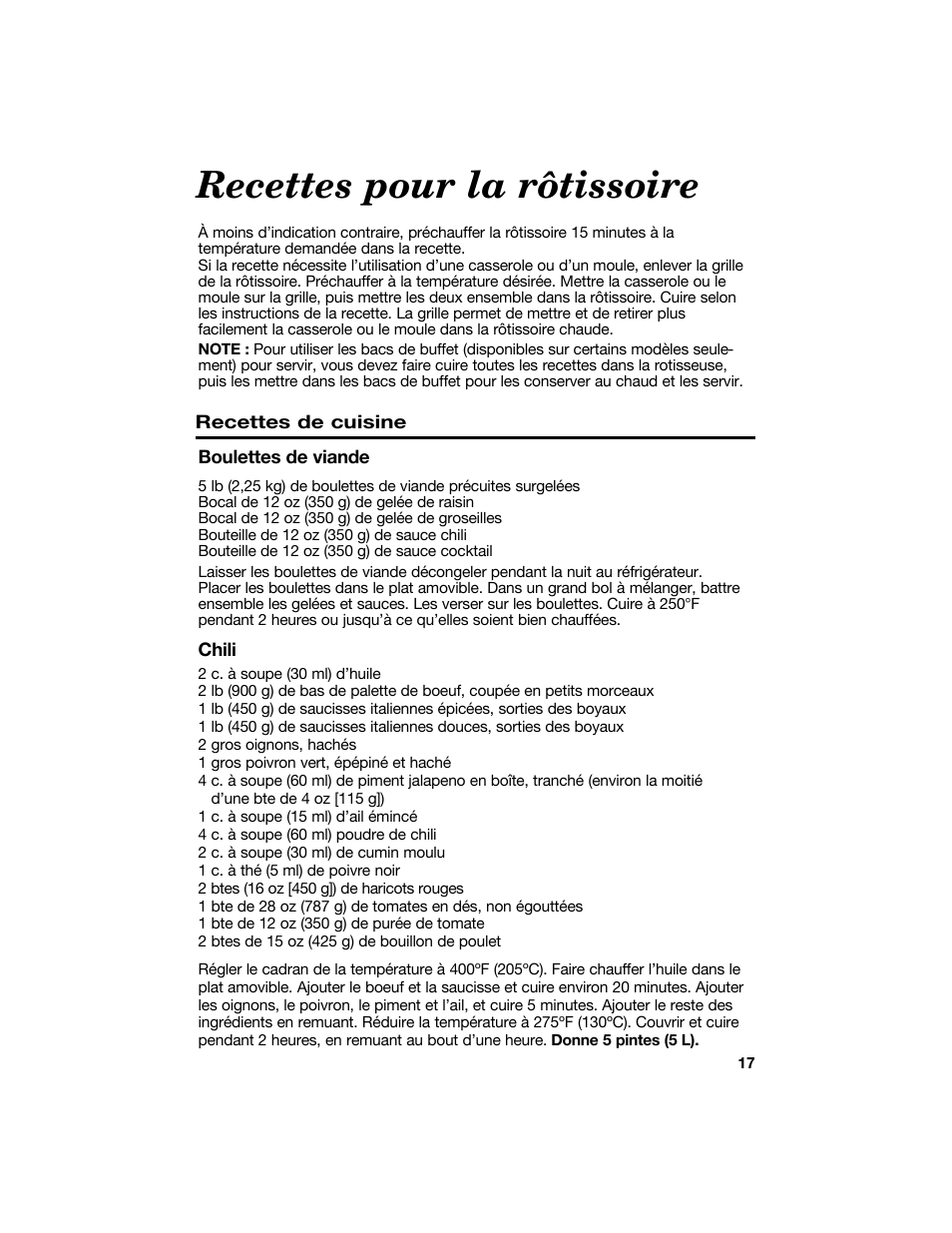 Recettes pour la rôtissoire | Proctor-Silex 18 Quart Roaster Oven-32190Y User Manual | Page 17 / 32