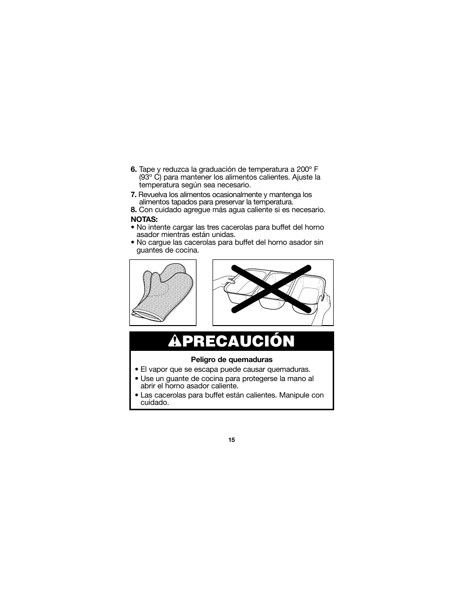 Wprecaución | Proctor-Silex Roaster Oven Buffet Server Pan-32508Y User Manual | Page 15 / 24