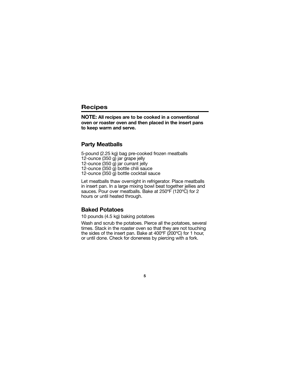 Proctor-Silex Roaster Oven Buffet Server Pan-32508Y User Manual | Page 5 / 24