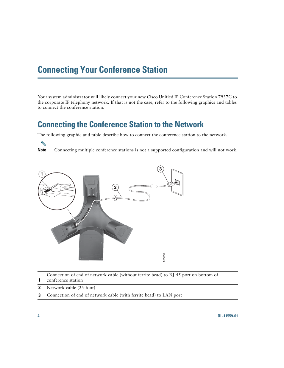 Connecting your conference station, Connecting the conference station to the network | Cisco 7937G User Manual | Page 12 / 70