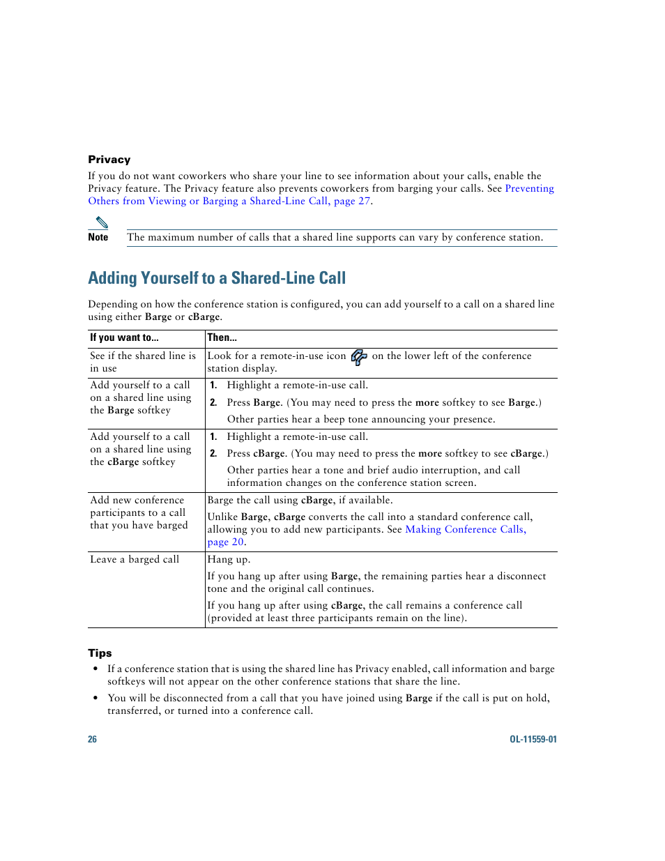 Adding yourself to a shared-line call | Cisco 7937G User Manual | Page 34 / 70