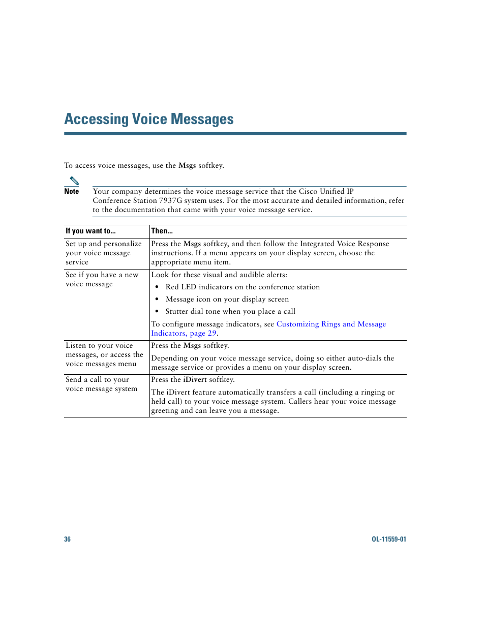 Accessing voice messages | Cisco 7937G User Manual | Page 44 / 70
