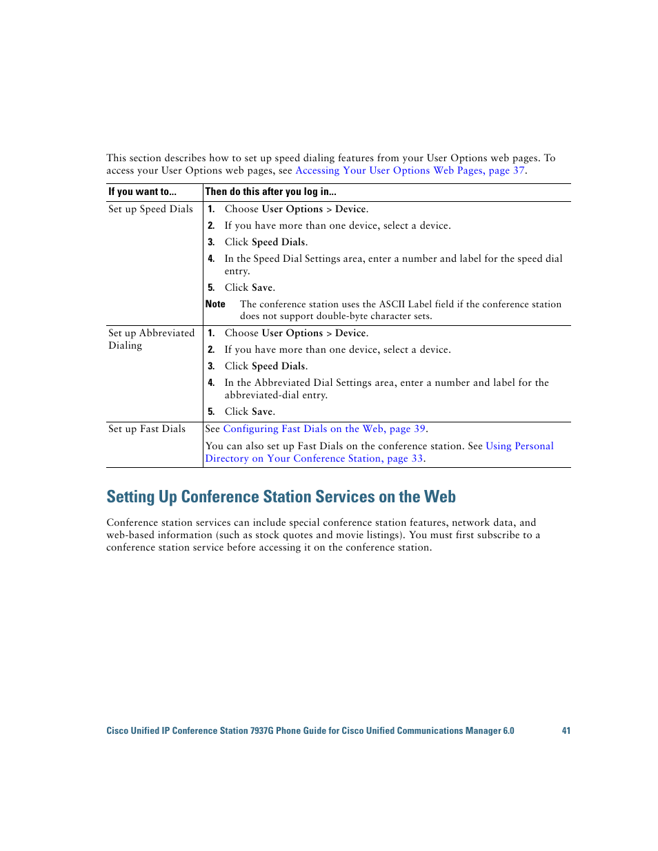 Setting up conference station services on the web | Cisco 7937G User Manual | Page 49 / 70