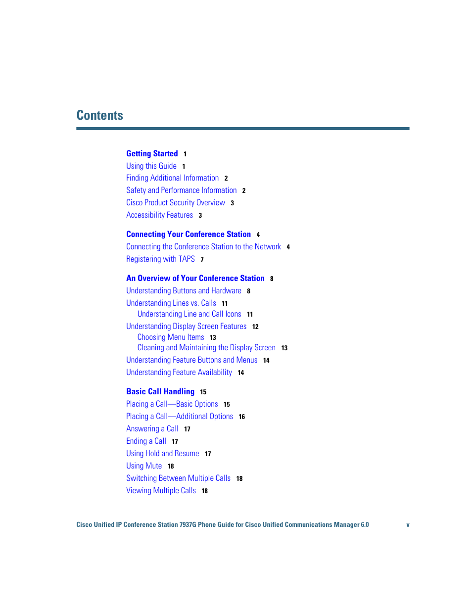 Cisco 7937G User Manual | Page 5 / 70