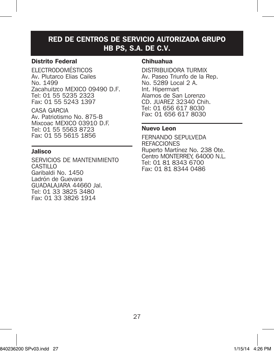 Proctor-Silex Electric Skillet-38526 User Manual | Page 27 / 28