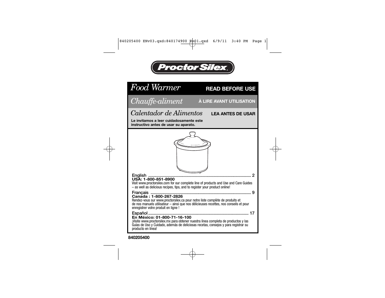 Proctor-Silex Dip and Food Warmer-33100 User Manual | 17 pages