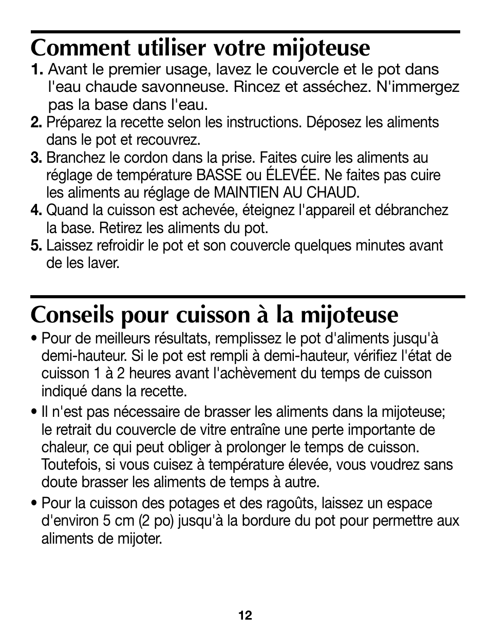 Comment utiliser votre mijoteuse, Conseils pour cuisson à la mijoteuse | Proctor-Silex 4 Quart Slow Cooker (round)-33040Y User Manual | Page 12 / 24