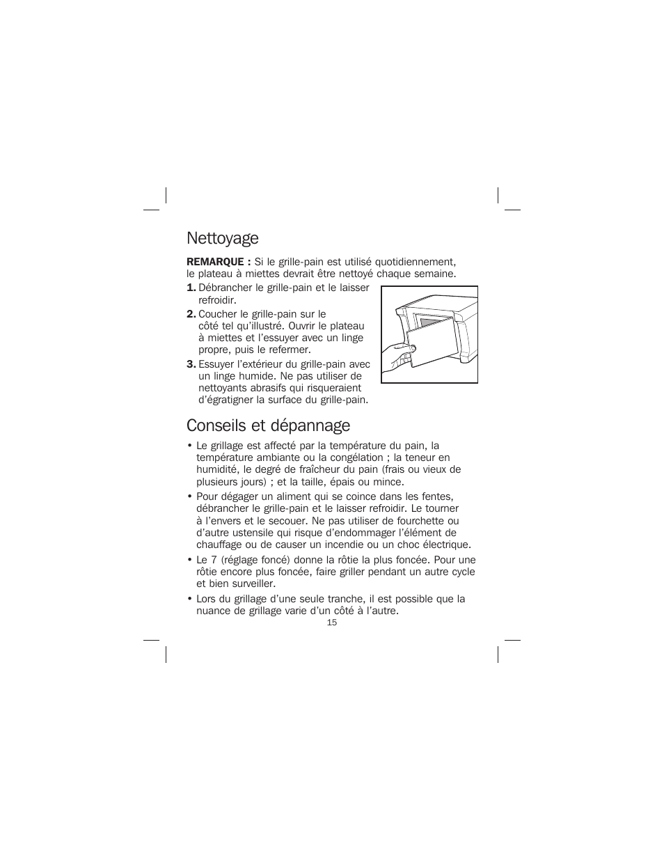 Nettoyage conseils et dépannage | Proctor-Silex 4-Slice Toaster-24610 User Manual | Page 15 / 28