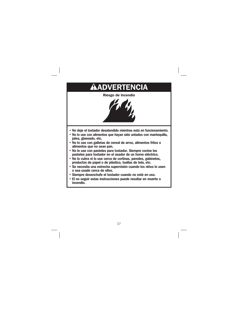 Wadvertencia | Proctor-Silex 4-Slice Toaster-24610 User Manual | Page 17 / 28