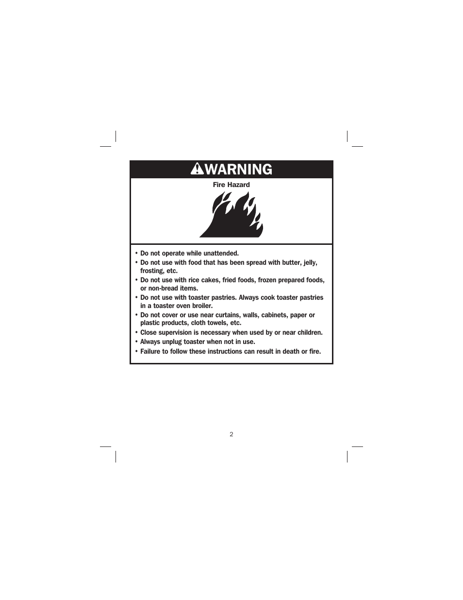 Wwarning | Proctor-Silex 4-Slice Toaster-24610 User Manual | Page 2 / 28