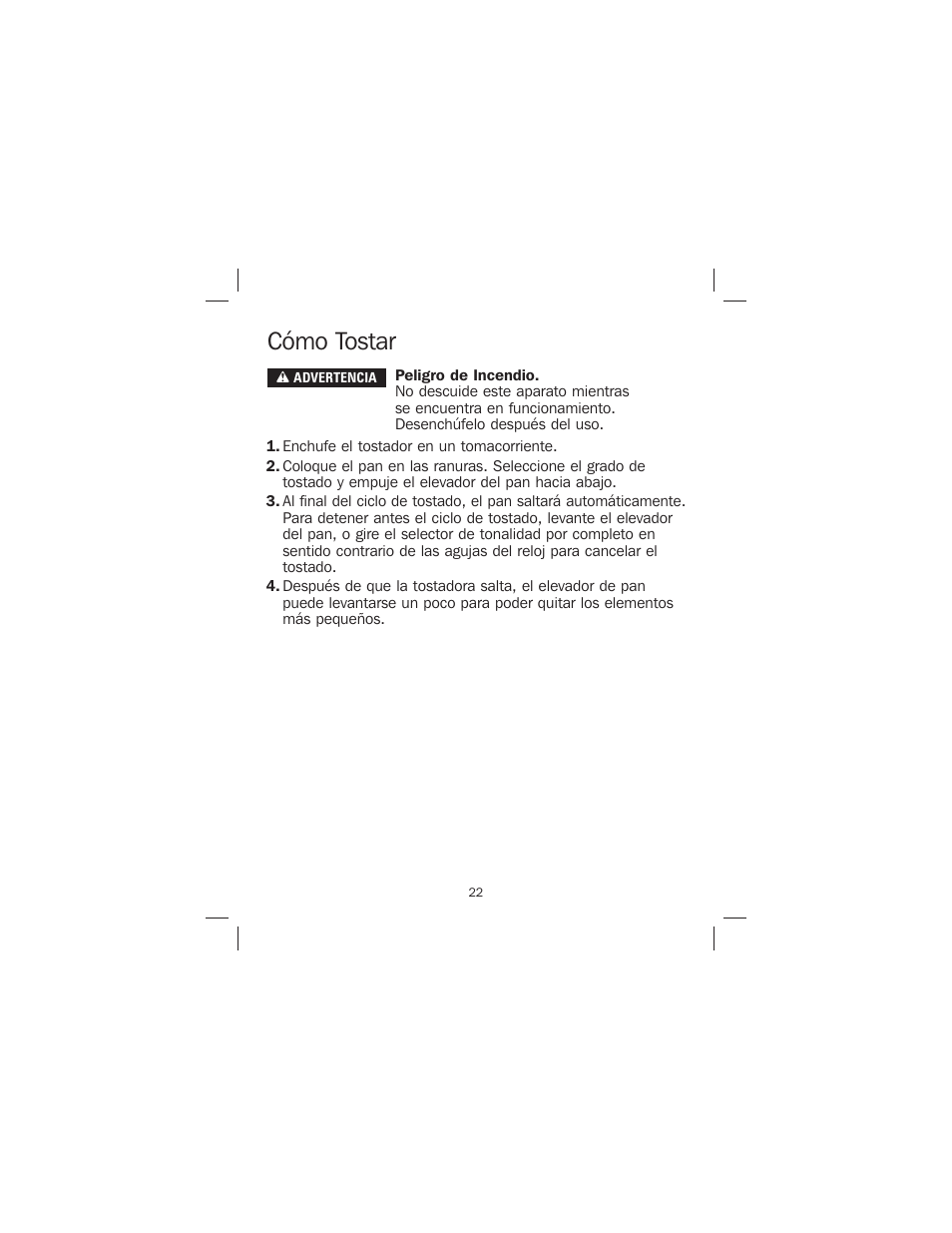 Cómo tostar | Proctor-Silex 4-Slice Toaster-24610 User Manual | Page 22 / 28