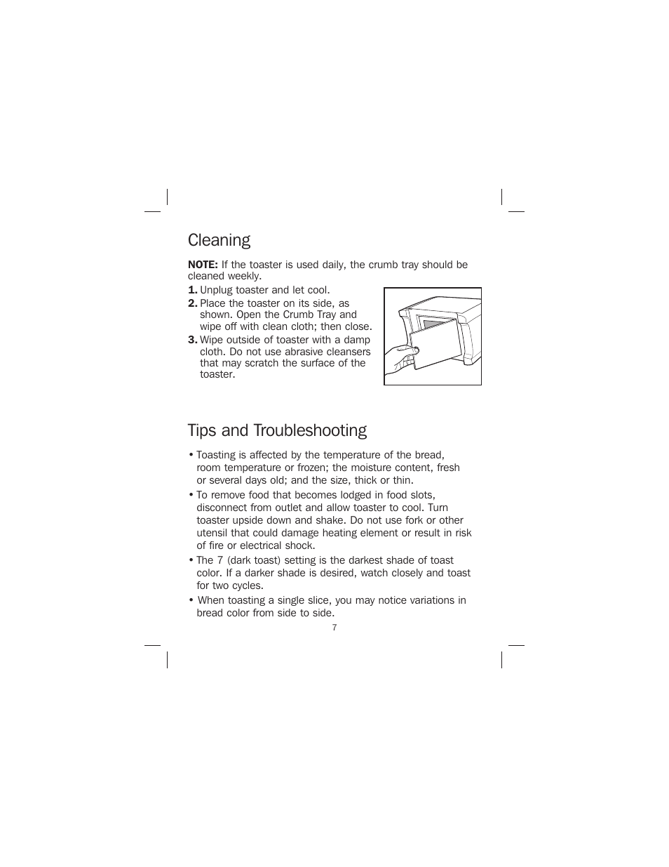 Cleaning tips and troubleshooting | Proctor-Silex 4-Slice Toaster-24610 User Manual | Page 7 / 28