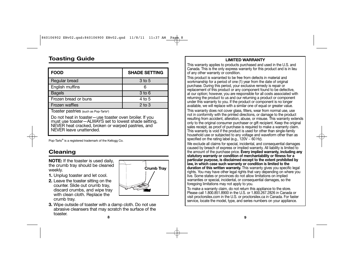 Proctor-Silex Cool-Touch 4 Slice Toaster (black)-24201 User Manual | Page 5 / 16