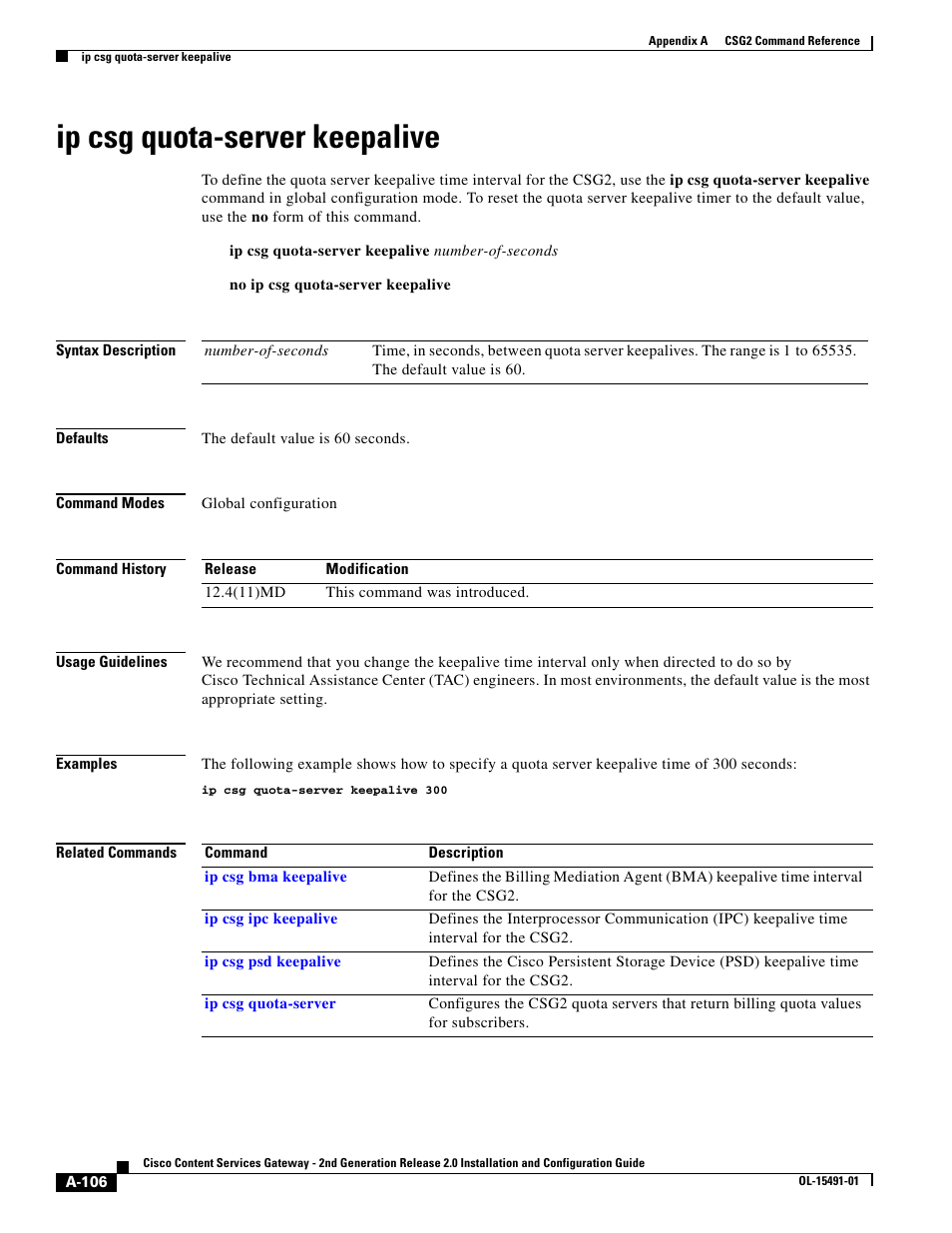 Ip csg quota-server keepalive | Cisco OL-15491-01 User Manual | Page 106 / 268