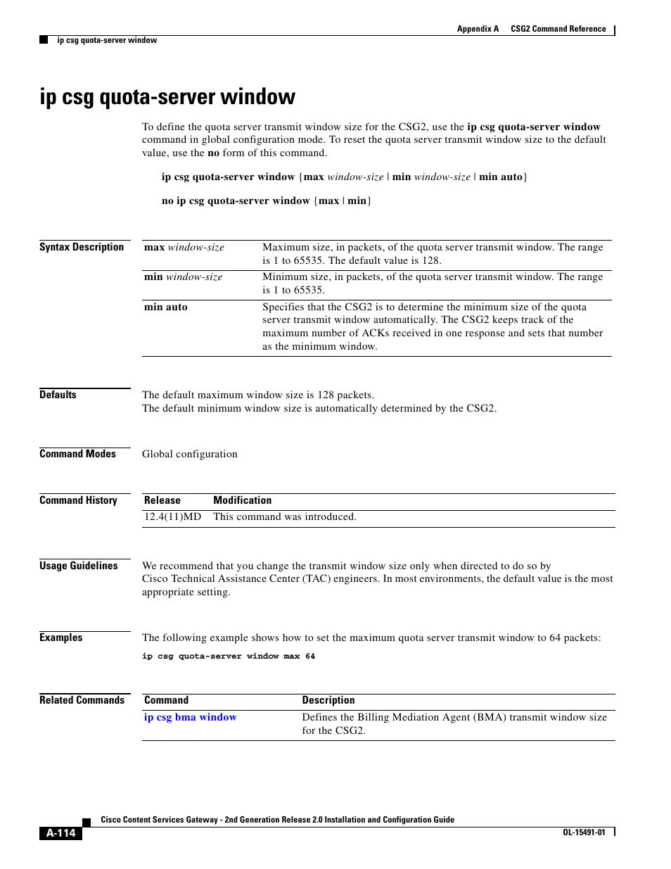 Ip csg quota-server window | Cisco OL-15491-01 User Manual | Page 114 / 268