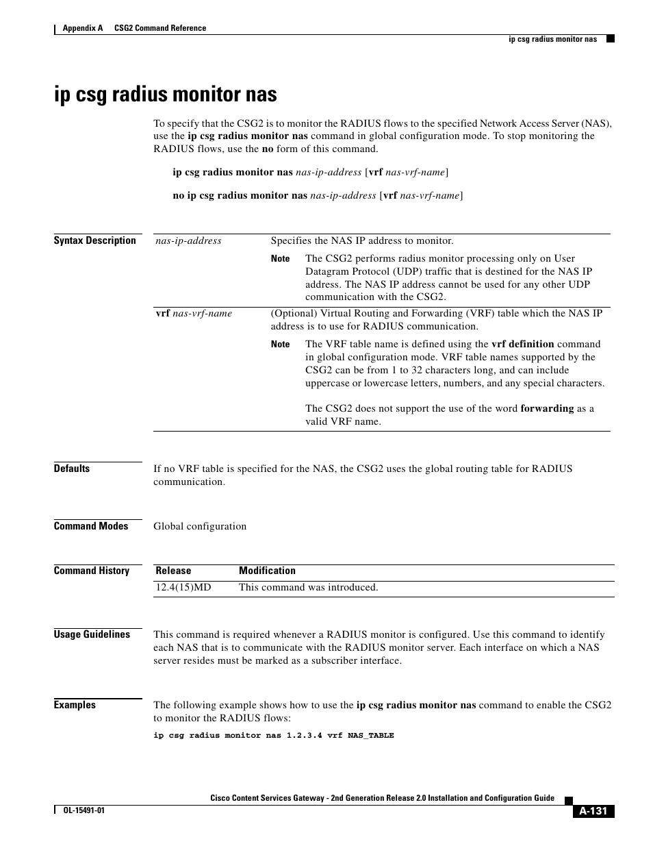 Ip csg radius monitor nas | Cisco OL-15491-01 User Manual | Page 131 / 268