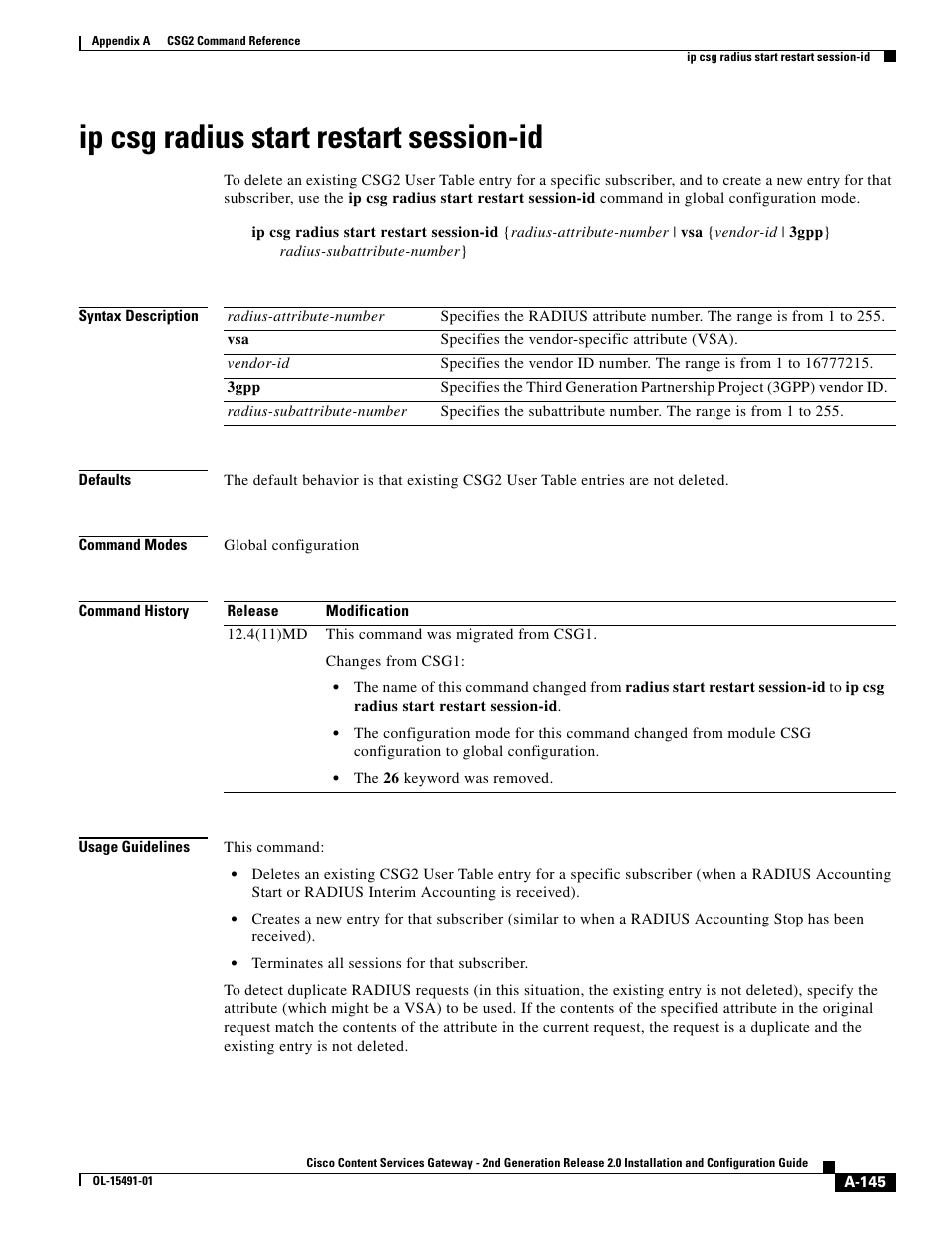 Ip csg radius start restart session-id | Cisco OL-15491-01 User Manual | Page 145 / 268