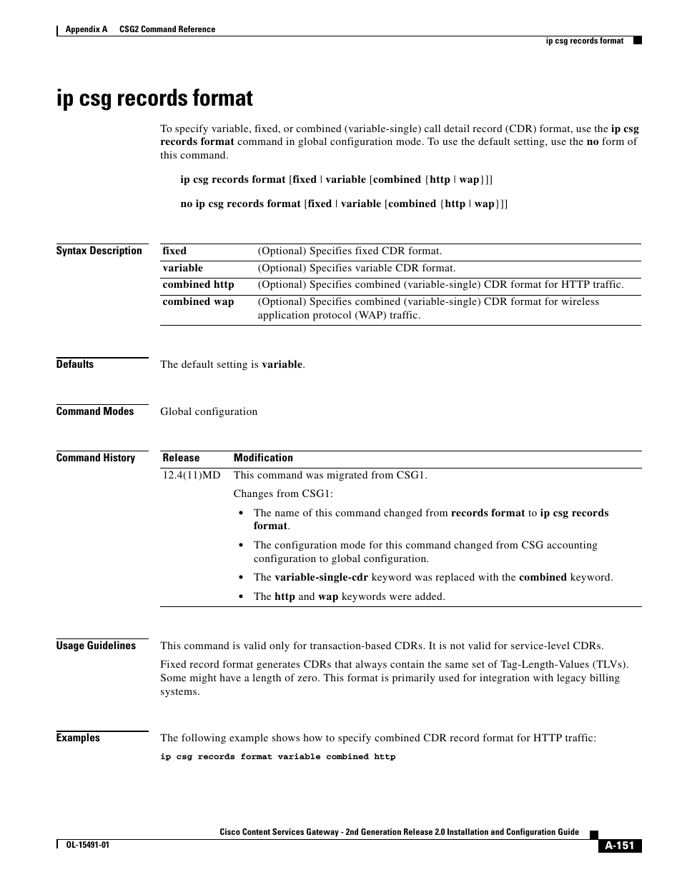 Ip csg records format | Cisco OL-15491-01 User Manual | Page 151 / 268