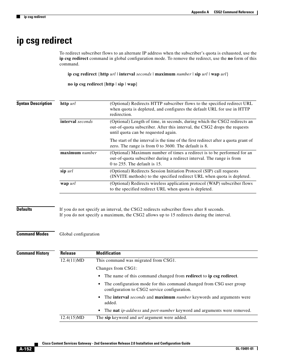 Ip csg redirect | Cisco OL-15491-01 User Manual | Page 152 / 268