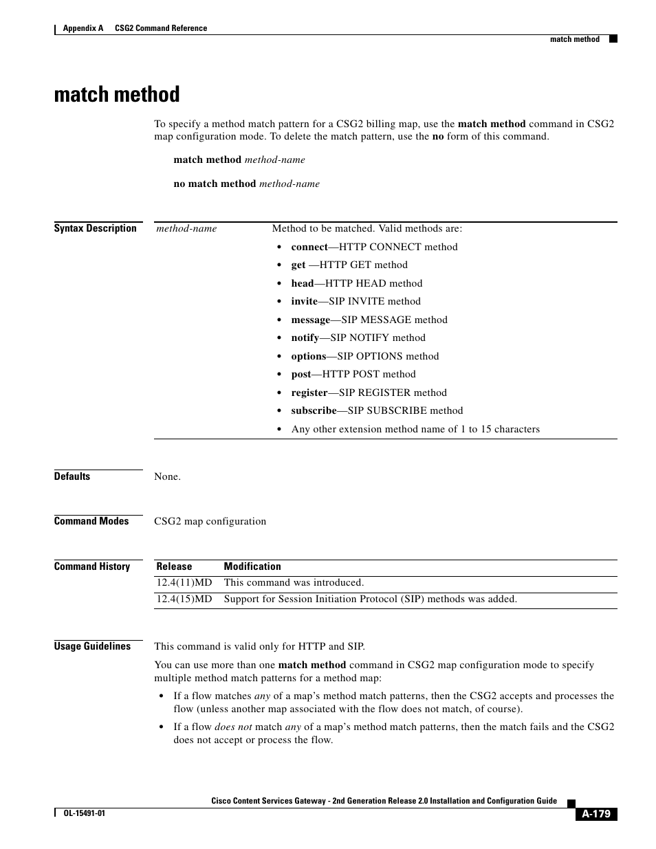 Match method | Cisco OL-15491-01 User Manual | Page 179 / 268