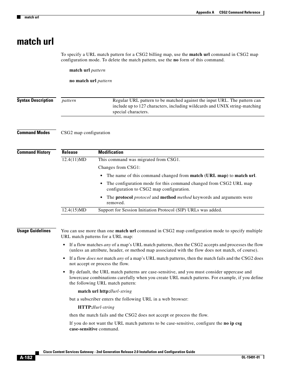 Match url | Cisco OL-15491-01 User Manual | Page 182 / 268